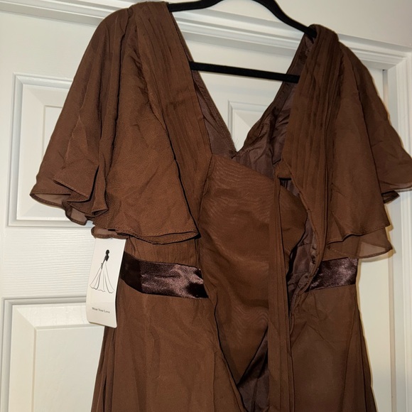 NWT Women's Brown Chiffon Bridesmaid Dress - Picture 6 of 7